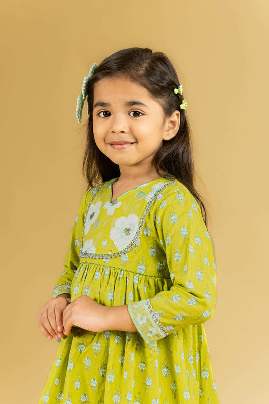 Lime Bloom Kurta Set